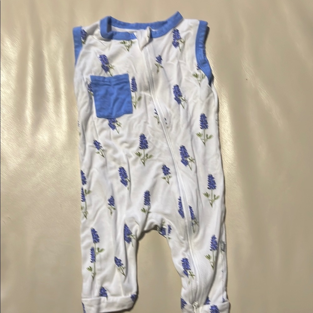 Kyte Baby Bluebonnet Pattern Sleeveless Long Pants Romper